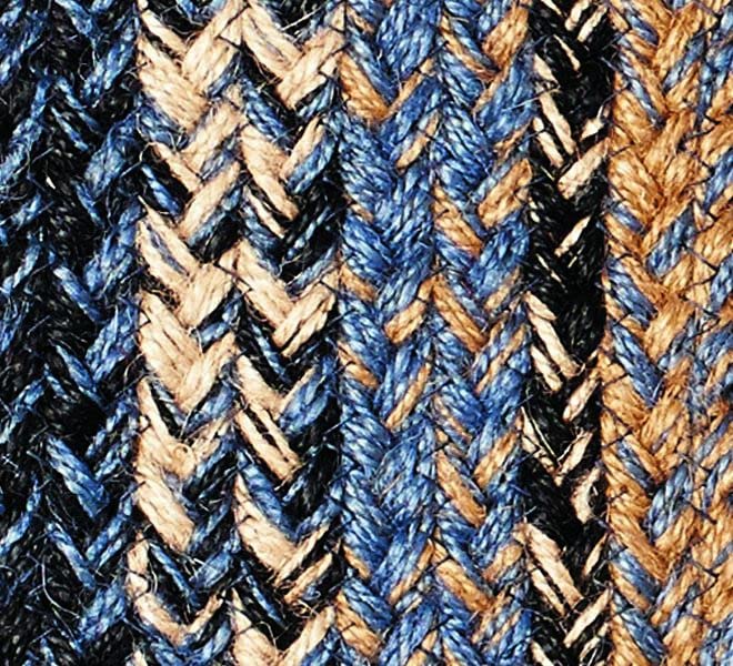 IHF Home Decor |River Shale Premium Braided Collection | Primitive, Rustic, Country, Farmhouse Style | Jute/Cotton | 30 Days Risk Free | Accent Rug/Door Mat | Blue, Black, Tan | Heart Shaped Rug