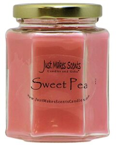 sweet pea scented blended soy candle by just makes scents