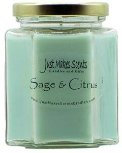 sage & citrus scented blended soy candle by just makes scents