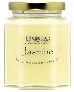 jasmine scented blended soy candle | sensual jasmine floral fragrance | hand poured in the usa by just makes scents