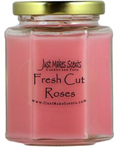 fresh cut roses scented blended soy candle by just makes scents