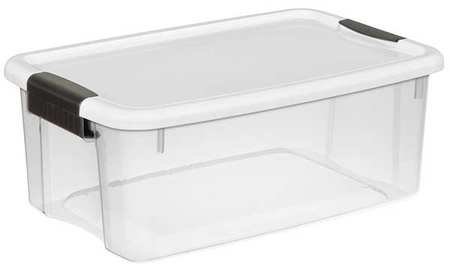 Sterilite Storage Tote, Clear/White, 4.5 Gal.