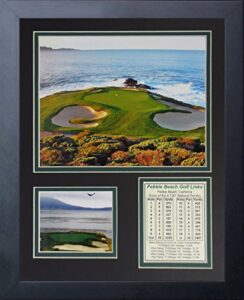 legends never die pebble beach hole #7- the u.s. open collectible | framed photo collage wall art decor – 12″x15″, black