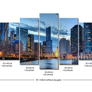 5 Panel Wall Art Painting Chicago Illinois Usa Pictures Prints On Canvas City The Picture Decor Oil For Home Modern Decoration Print