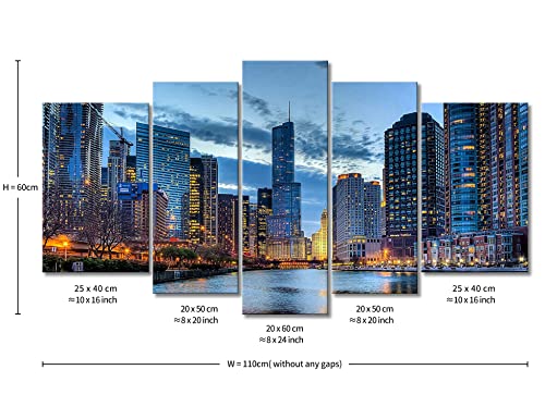 5 Panel Wall Art Painting Chicago Illinois Usa Pictures Prints On Canvas City The Picture Decor Oil For Home Modern Decoration Print