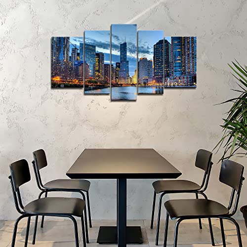 5 Panel Wall Art Painting Chicago Illinois Usa Pictures Prints On Canvas City The Picture Decor Oil For Home Modern Decoration Print