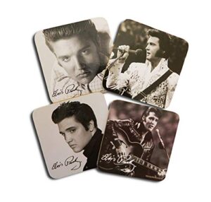 midsouth products elvis set of 4 coasters – black and white