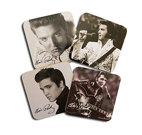 Midsouth Products Elvis Set of 4 Coasters - Black and White