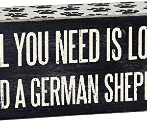 Primitives by Kathy 24978 Paw Print Trimmed Box Sign, 6" x 2.50", German Shepherd