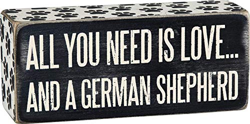 Primitives by Kathy 24978 Paw Print Trimmed Box Sign, 6" x 2.50", German Shepherd