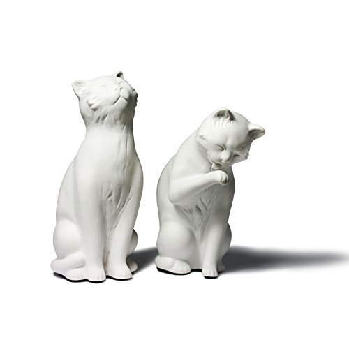 Danya B. Decorative Cat Bookend Set for Cat Lovers in White, Great Gift for The Feline Fan for Home or Office Bookcases, Display Shelves or for Pet Store Owner or Groomer
