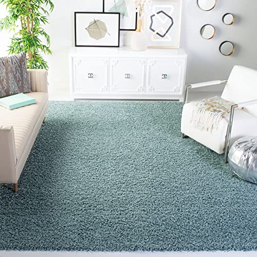 SAFAVIEH Athens Shag Collection 8' x 10' Seafoam SGA119D Non-Shedding Living Room Bedroom Dining Room Entryway Plush 1.5-inch Thick Area Rug