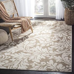 safavieh amherst collection 4′ x 6′ wheat / beige amt425s floral non-shedding living room bedroom accent rug