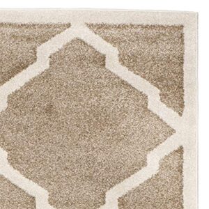 SAFAVIEH Amherst Collection 4' x 6' Wheat / Beige AMT421S Moroccan Trellis Non-Shedding Living Room Bedroom Accent Rug