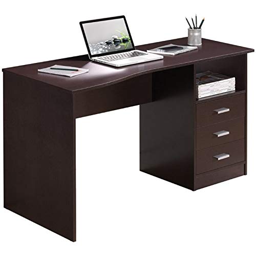 Techni Mobili Classic Computer Desk with Multiple Drawers, 29.5" x 23.6" x 51.2", Wenge