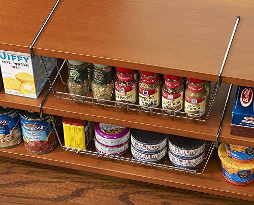 LTL Home Products More Inside Hanging Under Shelf Storage Basket, Large, Chrome