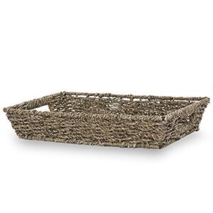 the lucky clover trading coffee rectangular seagrass tray, 14″ l basket