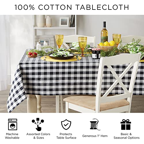 DII French Stripe Dining Table Collection Farmhouse Style Tablecloth, 70 Inches Round, Taupe/Red