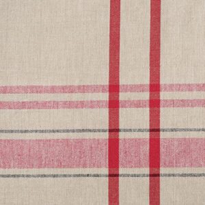 DII French Stripe Dining Table Collection Farmhouse Style Tablecloth, 70 Inches Round, Taupe/Red