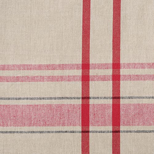 DII French Stripe Dining Table Collection Farmhouse Style Tablecloth, 70 Inches Round, Taupe/Red