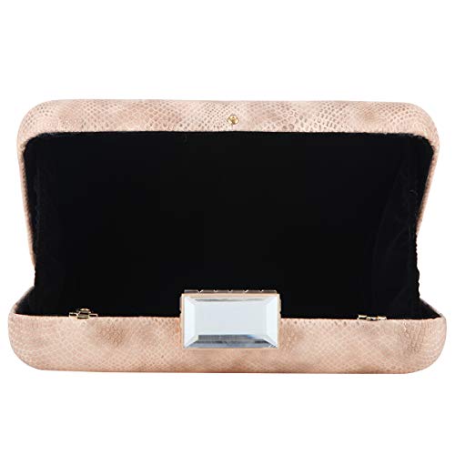 Fawziya Crystal Evening Bags And Clutches Snakeskin Clutch-Champagne