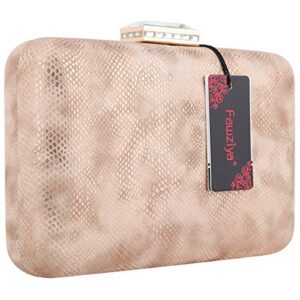 Fawziya Crystal Evening Bags And Clutches Snakeskin Clutch-Champagne