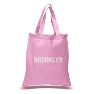la pop art word art s tote bag – brooklyn neighborhoods pink