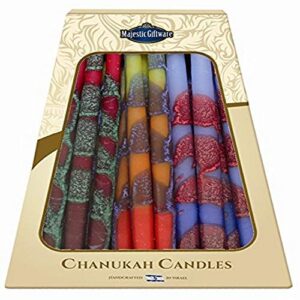 majestic giftware 45-pack safed handcrafted hanukkah candles, 6 inch, blue/yellow/red (cp20)