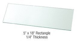 crl 5″ x 18″ rectangular 1/4″ clear tempered glass shelf – 5 per pack – 14tgr518