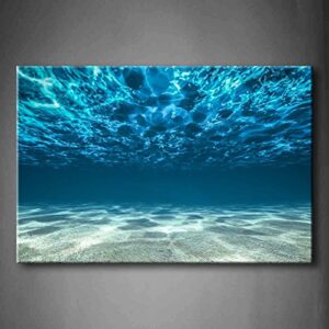 blue ocean bottom view beneath surface wall art painting the picture print on canvas seascape pictures for home decor decoration gift (stretched by wooden frame,ready to hang)