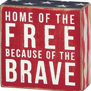 Primitives by Kathy 23148 Patriotic Box Sign, 4 x 4, Home Of The Free