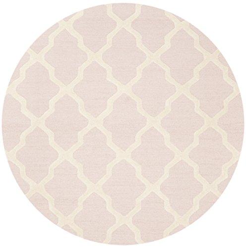 SAFAVIEH Cambridge Collection 4' Round Light Pink / Ivory CAM121M Handmade Trellis Premium Wool Area Rug