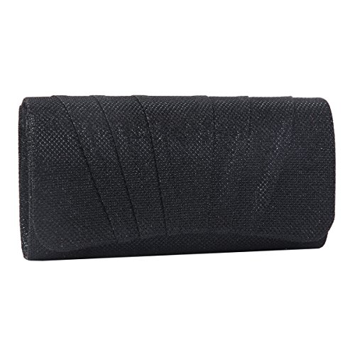 Damara Womens Perfectly Pleated Clutch Party bags (Black), small