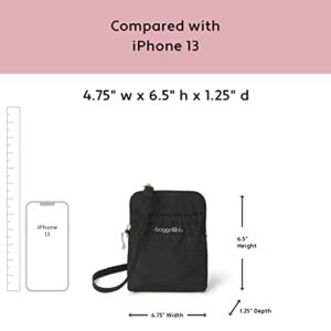Baggallini Bryant Smartphone Pouch and-Purse - Lightweight, Water Resistant-Travel-Bag with RFID Protection, Adjusts to Become-Belt-Bag or -Fanny Pack Black