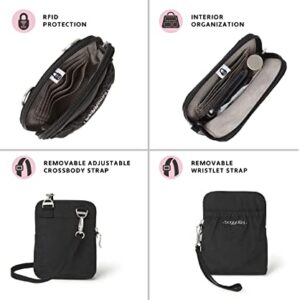 Baggallini Bryant Smartphone Pouch and-Purse - Lightweight, Water Resistant-Travel-Bag with RFID Protection, Adjusts to Become-Belt-Bag or -Fanny Pack Black