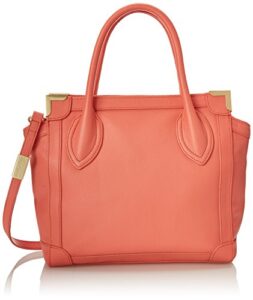 foley + corinna framed mini shopper top handle bag, coral, one size