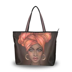 woman tote bag shoulder handbag african american woman for work travel business beach shopping school