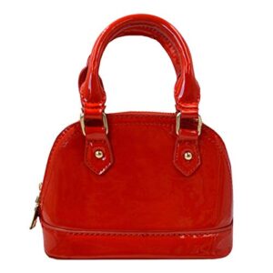 goclothod women patent leather handbag zip around dome shoulder bag mini top handle satchel tote purse