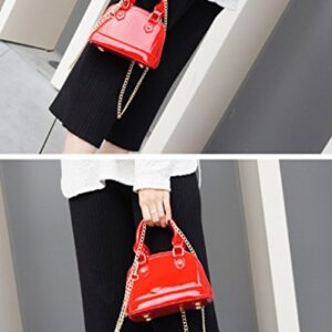 Goclothod Women Patent Leather Handbag Zip Around Dome Shoulder Bag Mini Top Handle Satchel Tote Purse