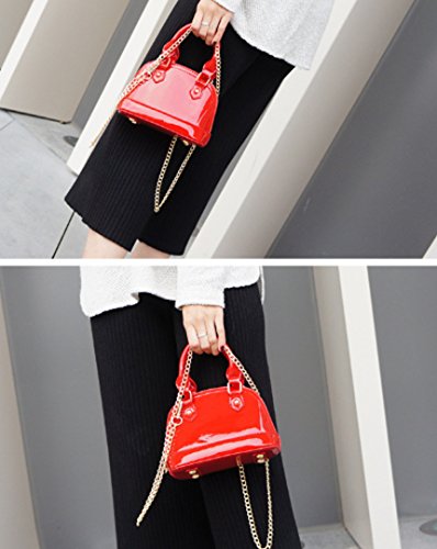 Goclothod Women Patent Leather Handbag Zip Around Dome Shoulder Bag Mini Top Handle Satchel Tote Purse