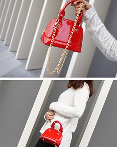 Goclothod Women Patent Leather Handbag Zip Around Dome Shoulder Bag Mini Top Handle Satchel Tote Purse