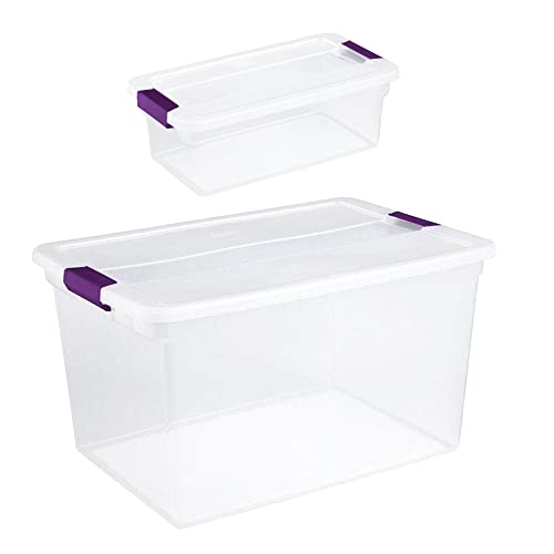 Sterilite 66 Quart Clear Latch Lid Storage Container Tote, 6 Pack, and 6 Quart Clear Latch Lid Storage Container Tote, 12 Pack for Home Organization