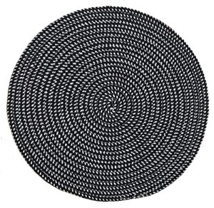 hand woven round area rugs living room bedroom study computer chair cushion base mat round carpet lifts basket swivel chair pad coffee table rug(2′ round, black/white)