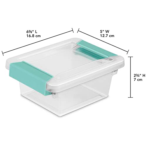 Sterilite Miniature Clip Storage Box w/Latch Lid, 6 Pack, & Large Clip Storage Box w/Latch Lid, 6 Pack for Home, Office, and Workspace Organization