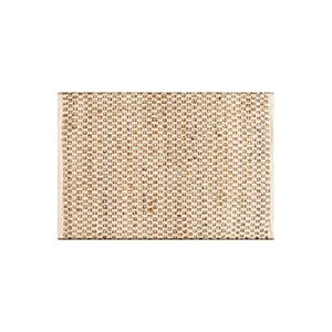 jute cotton rug 2×3 feet (24×36 inches) hand woven by skilled artisans, farmhouse style, for any room of your home décor – honeycomb weave construction – natural jute cotton rug