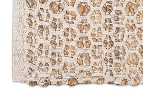 Jute Cotton Rug 2x3 Feet (24x36 inches) Hand Woven by Skilled Artisans, Farmhouse Style, for Any Room of Your Home décor – Honeycomb Weave Construction - Natural Jute Cotton Rug