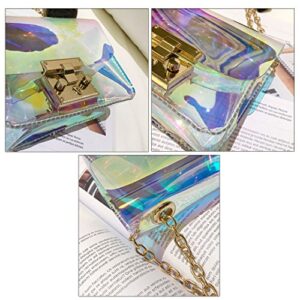 Buddy Supplies Buddy Transparent Hologram Shoulder Bag Glitter Chain Purse Cross Body Sling Bag, Clear, One Size