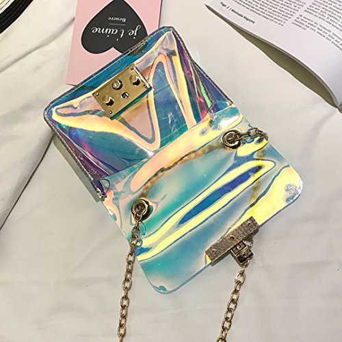 Buddy Supplies Buddy Transparent Hologram Shoulder Bag Glitter Chain Purse Cross Body Sling Bag, Clear, One Size