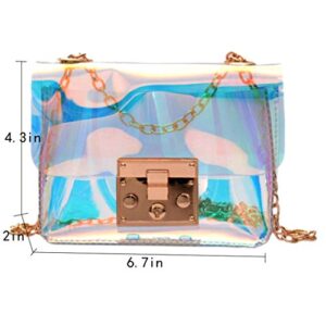 Buddy Supplies Buddy Transparent Hologram Shoulder Bag Glitter Chain Purse Cross Body Sling Bag, Clear, One Size