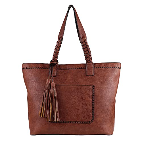 Lady Conceal Concealed Carry Purse - Locking Cora Stitched Gun Tote (Mahogany)